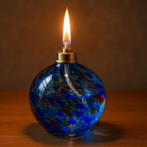 Hand Blown Glass Desktop Oil Lamp