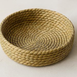 12 Round Seagrass Coiled Decorative Catchall Basket