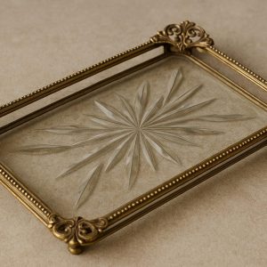 14 Vintage Style Glass and Brass Vanity Tray