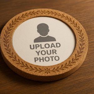 Round Cork Coaster with Customizable Photo Insert