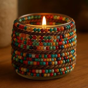 Bohomian Beaded Desktop Tea Light Holder