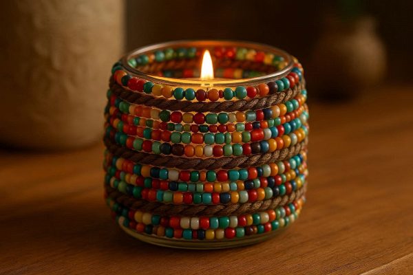 Bohomian Beaded Desktop Tea Light Holder