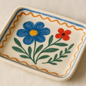 Hand Painted Ceramic Jewelry Catchall Tray